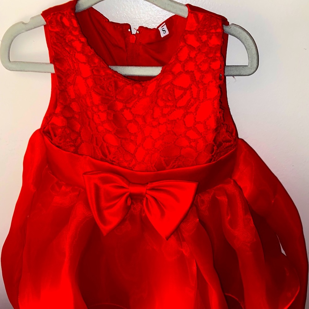 Cherry Red Holiday Dress. Toddler.